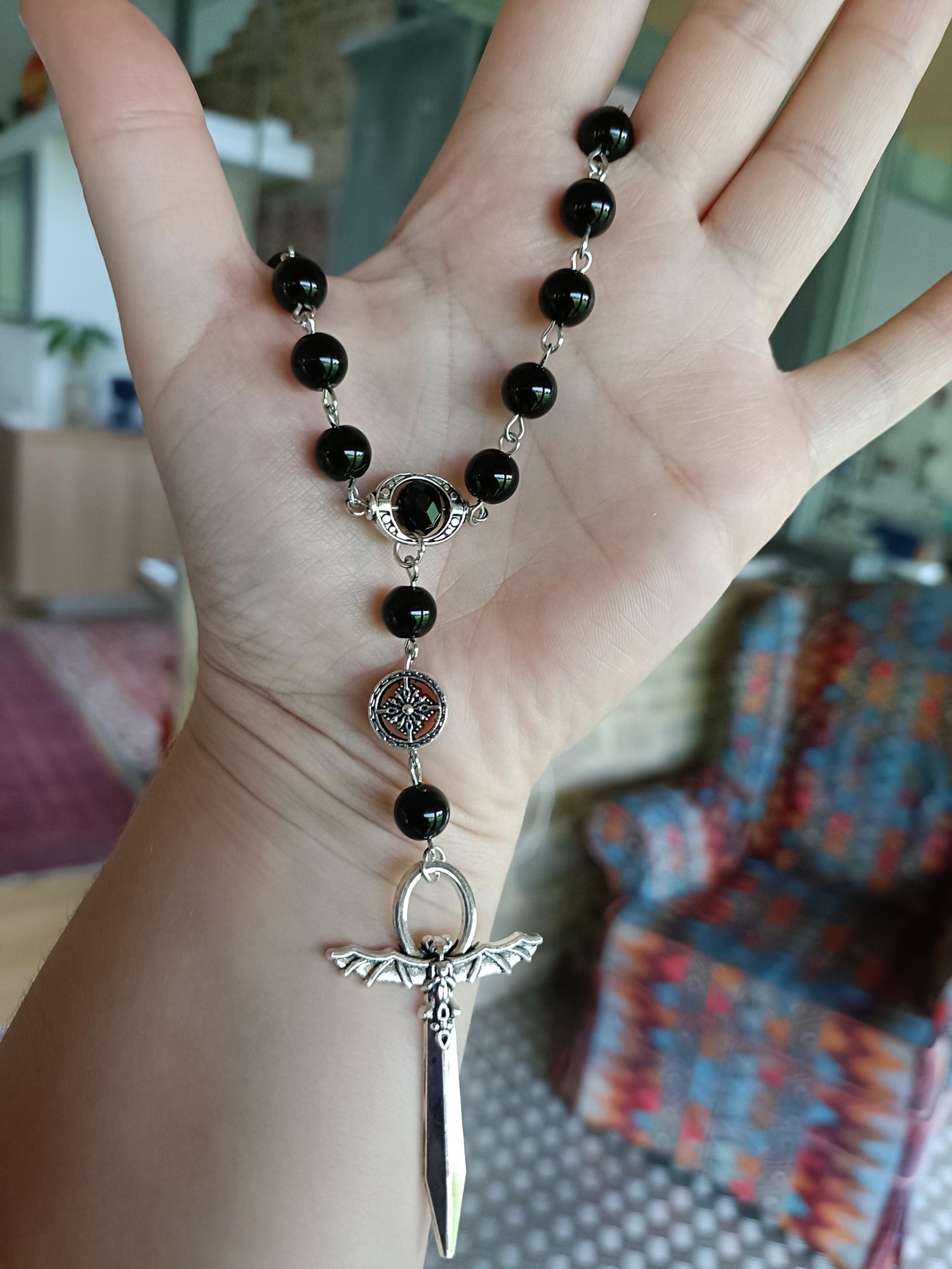 Elegant Captive Bead Gothic Rosary
