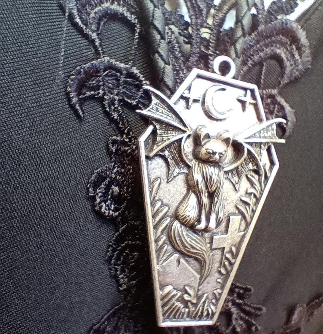 Goth Bat Wing Cat Bolo Tie