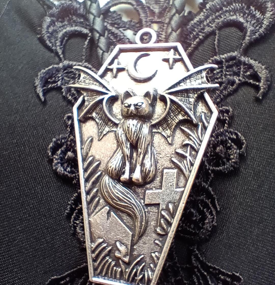 Goth Bat Wing Cat Bolo Tie