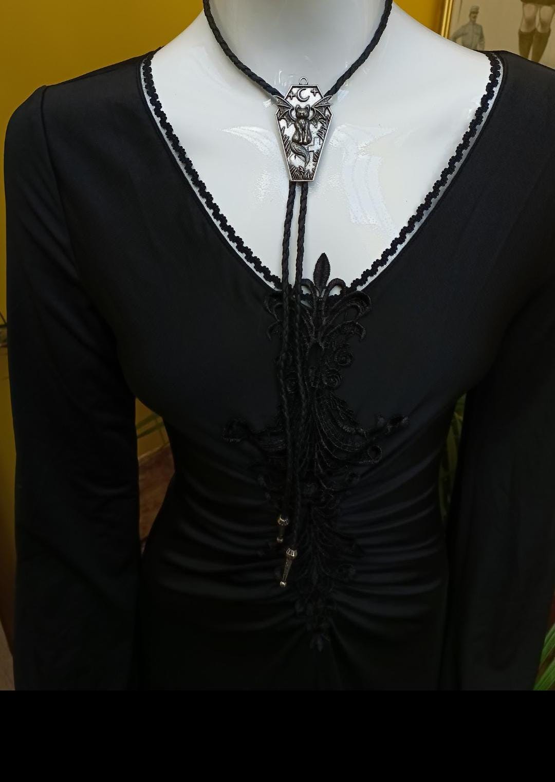 Goth-Bat-Wing-Cat-Bolo-Tie