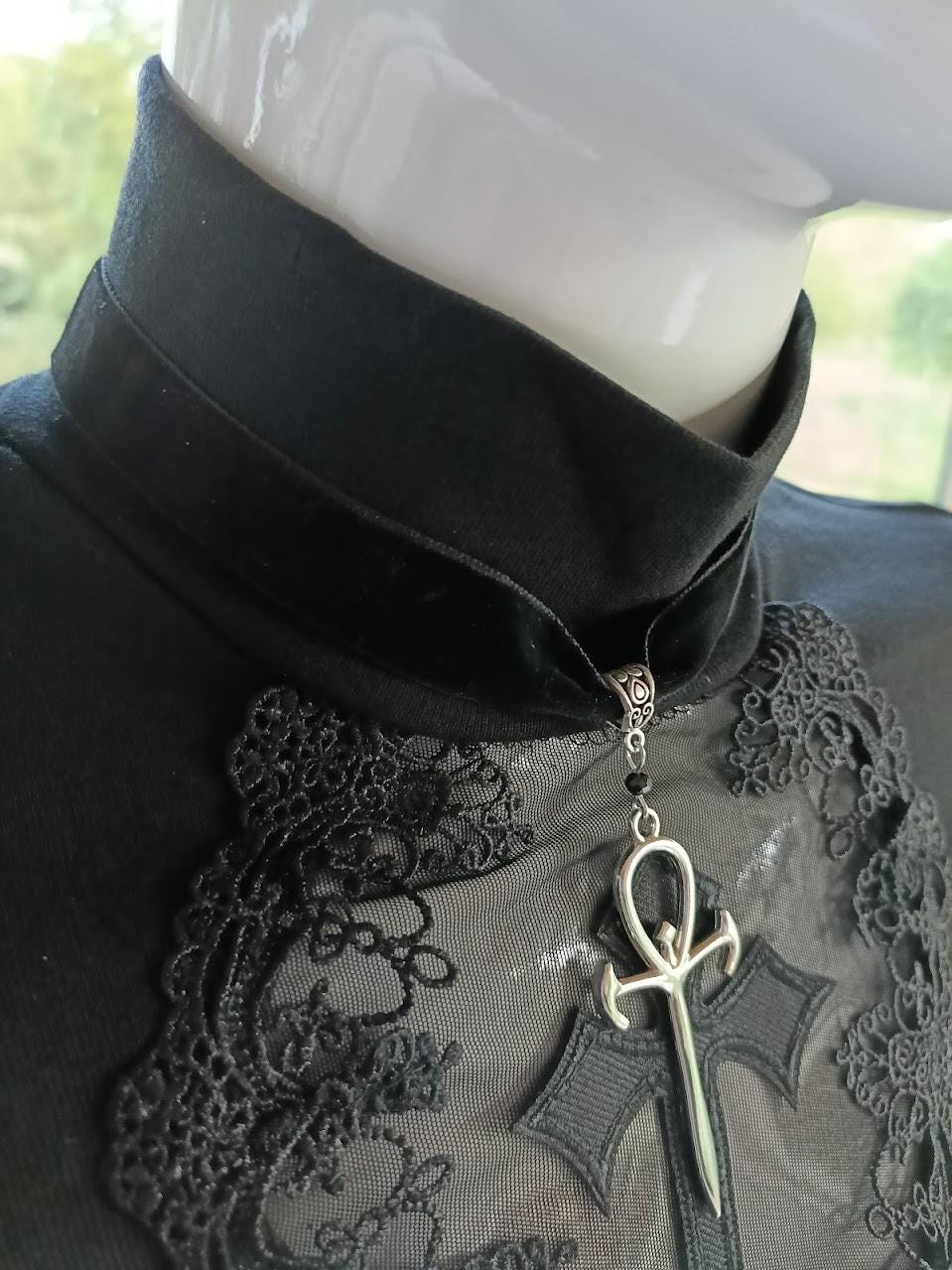 Gothic Ankh Choker- Velvet Vampire Necklace