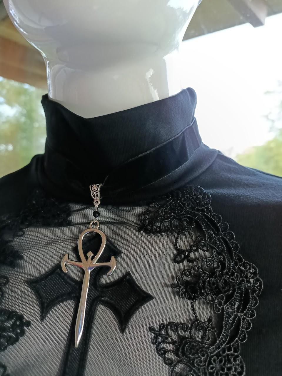 Gothic Ankh Choker- Velvet Vampire Necklace