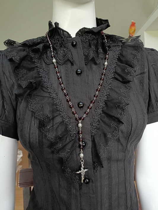 Gothic Rosary with Rose Charm