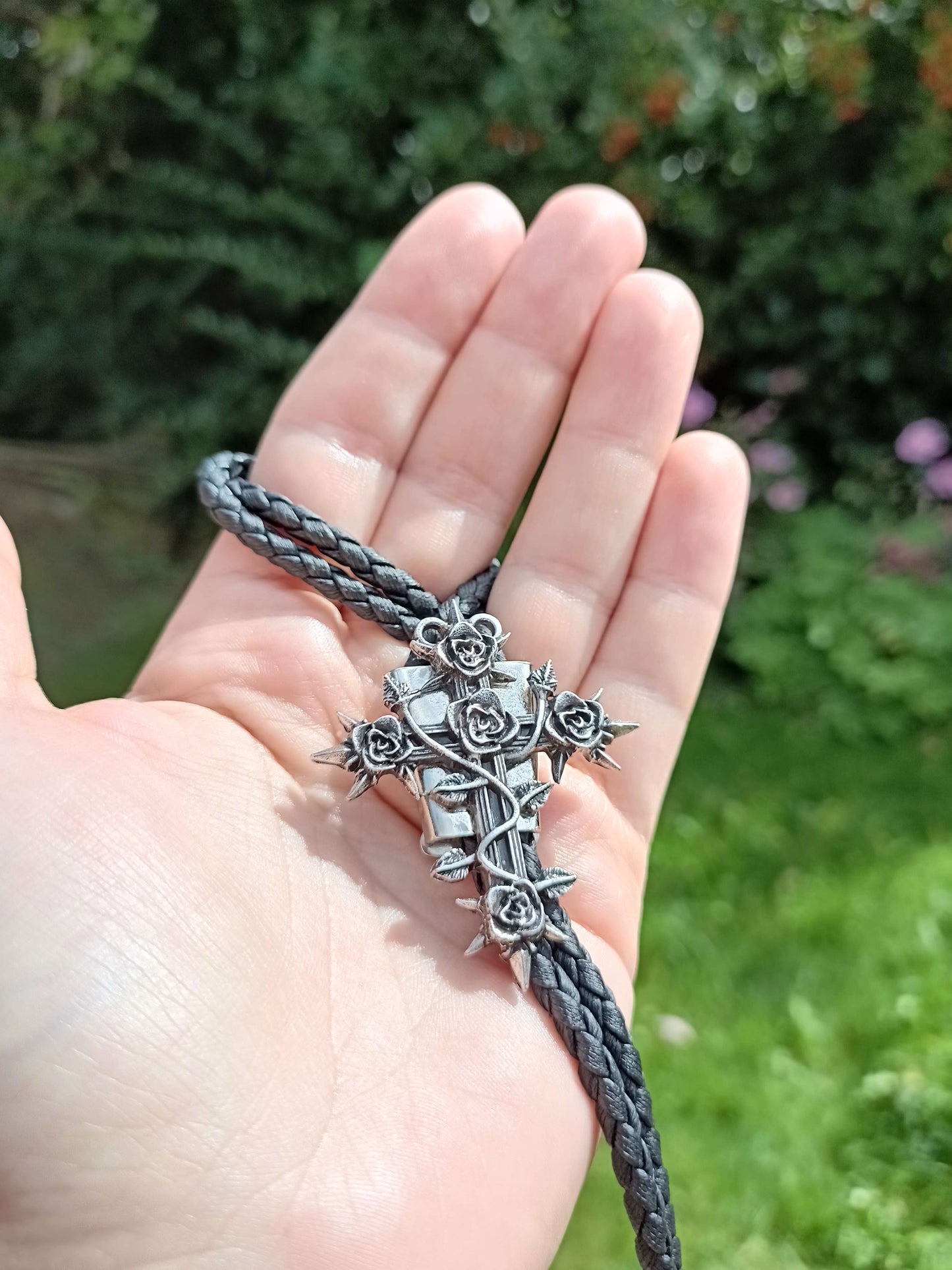 Southern Gothic Bolo Tie, Rose Cross