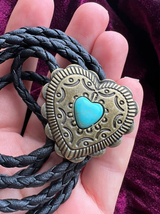 Western Heart Bolo Tie (Bronze)