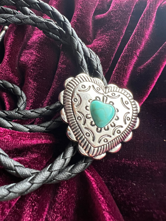 Western Heart Bolo Tie (Silver)