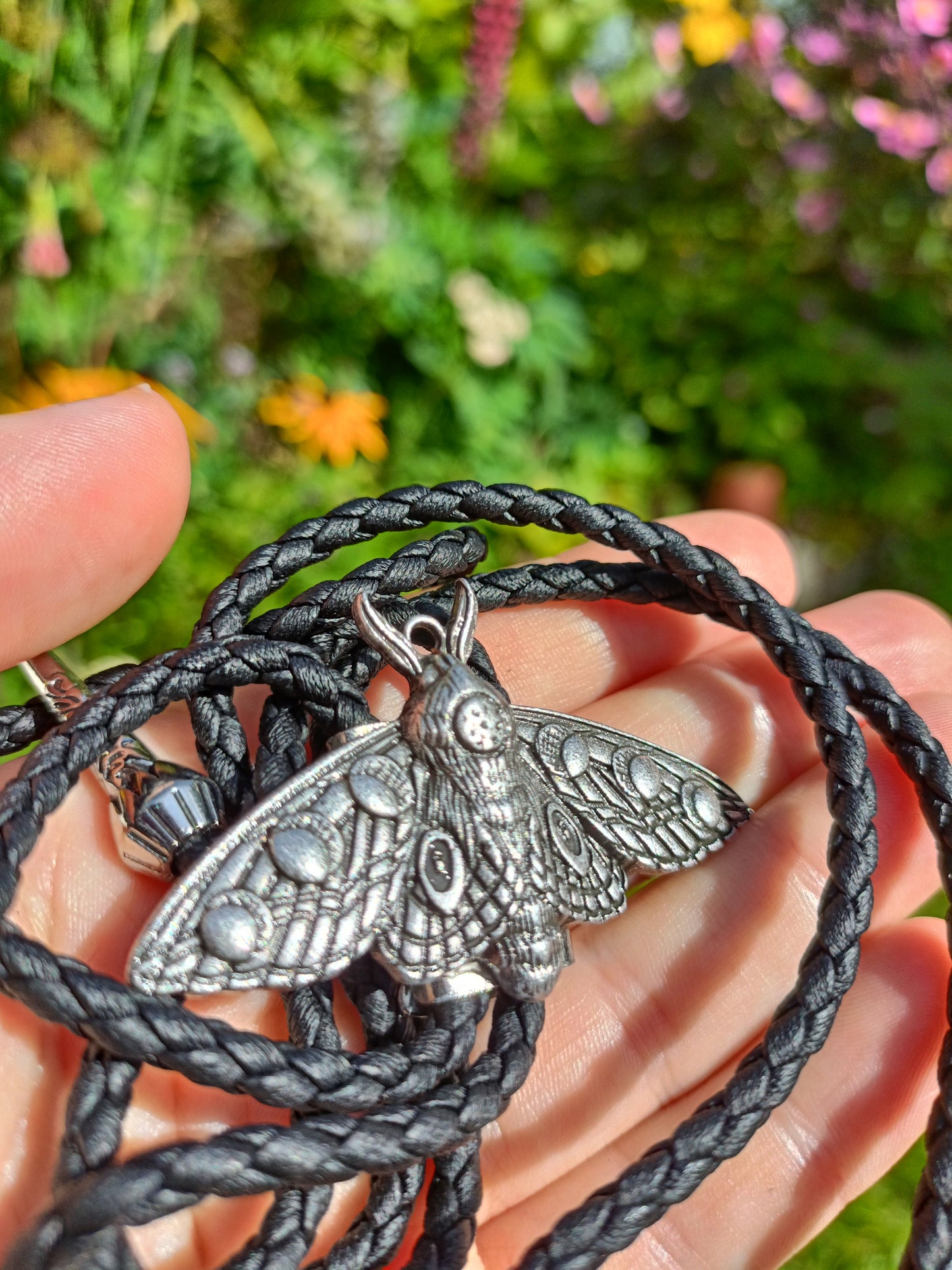 Lunar Phase Moth Bolo Tie