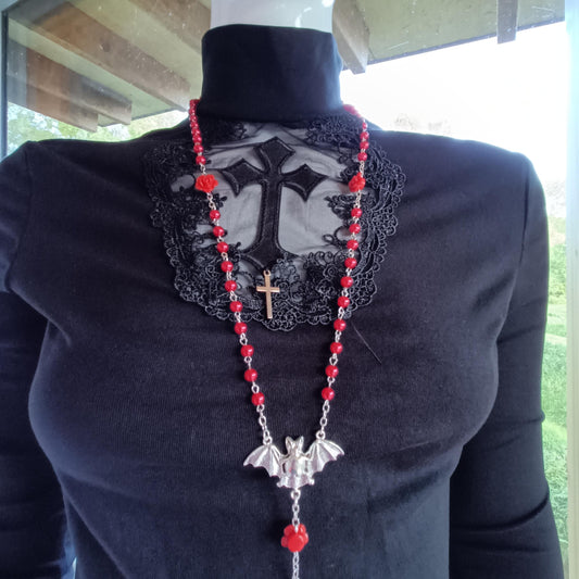 Night Sky Rose and Bat Rosary