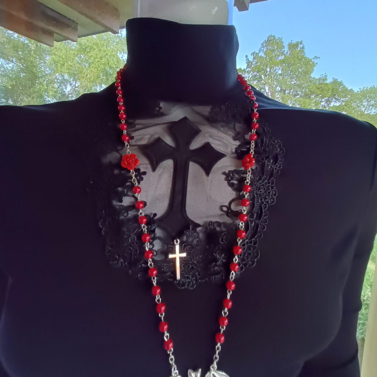 Night Sky Rose and Bat Rosary