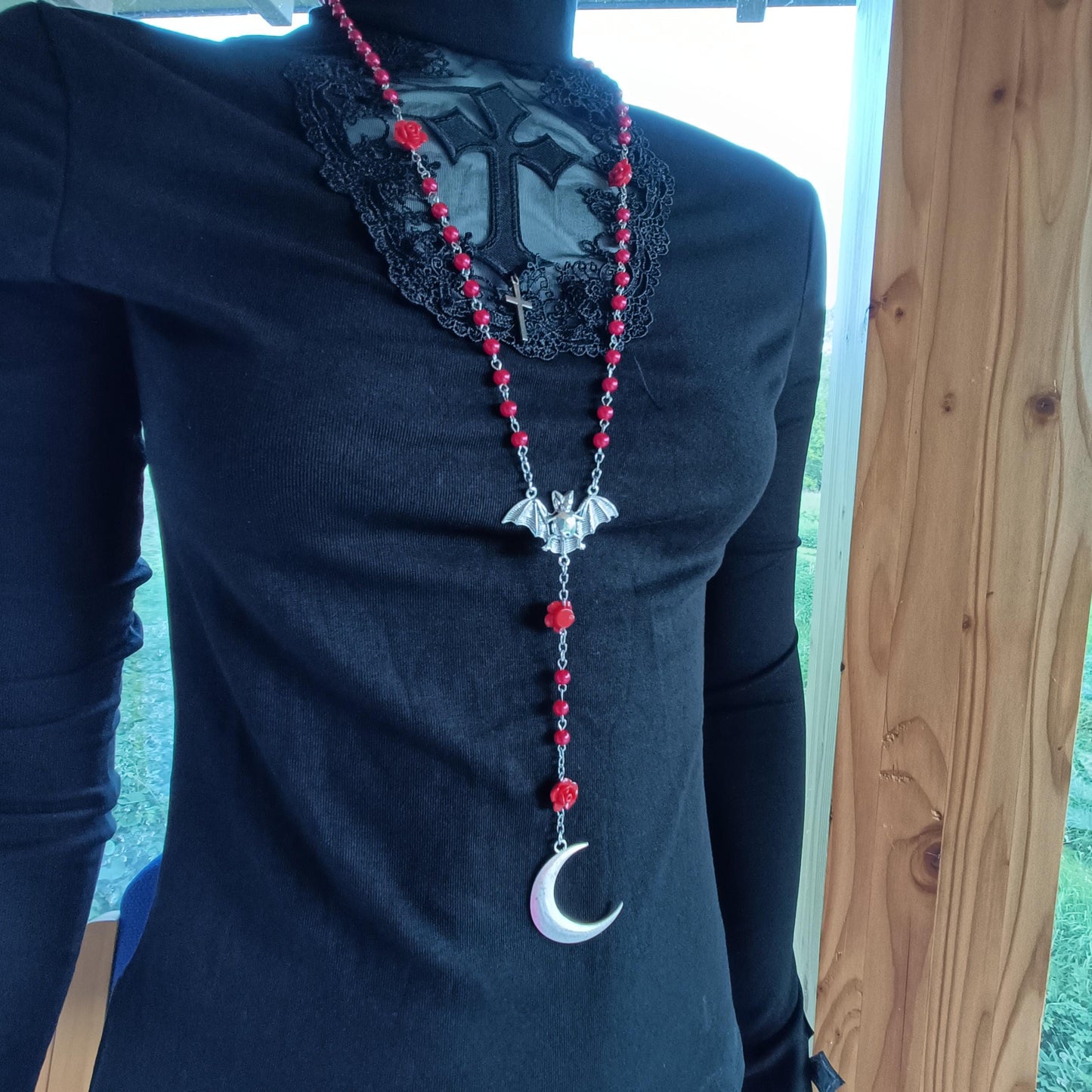 Night Sky Rose and Bat Rosary