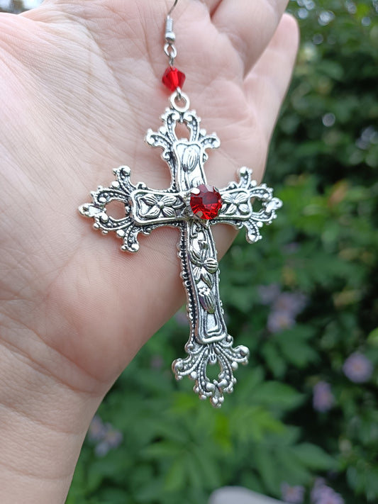 Ornate cross earrings