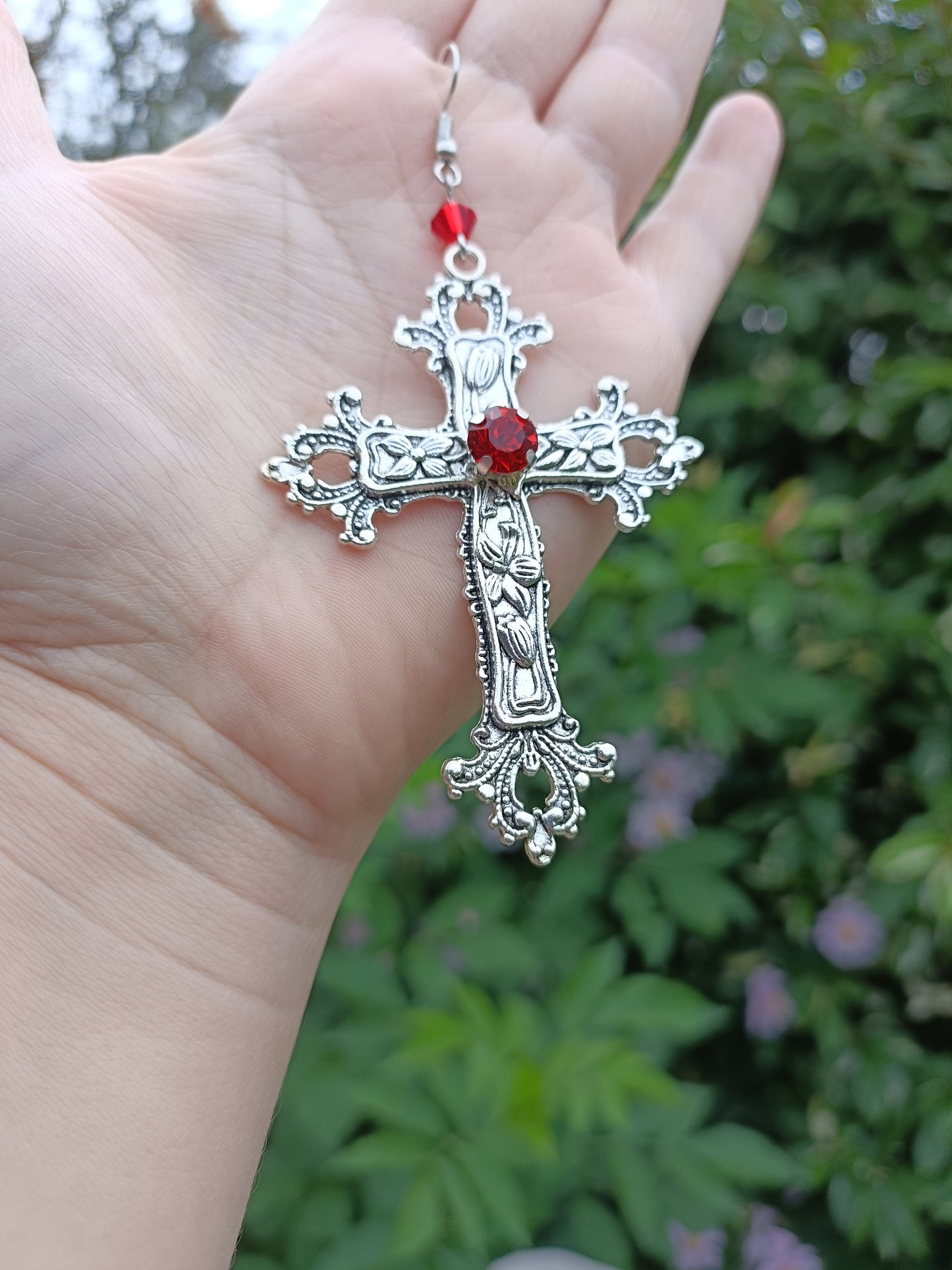 Ornate cross earrings