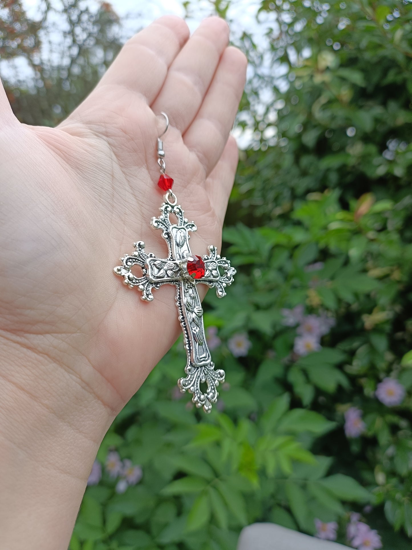 Ornate cross earrings