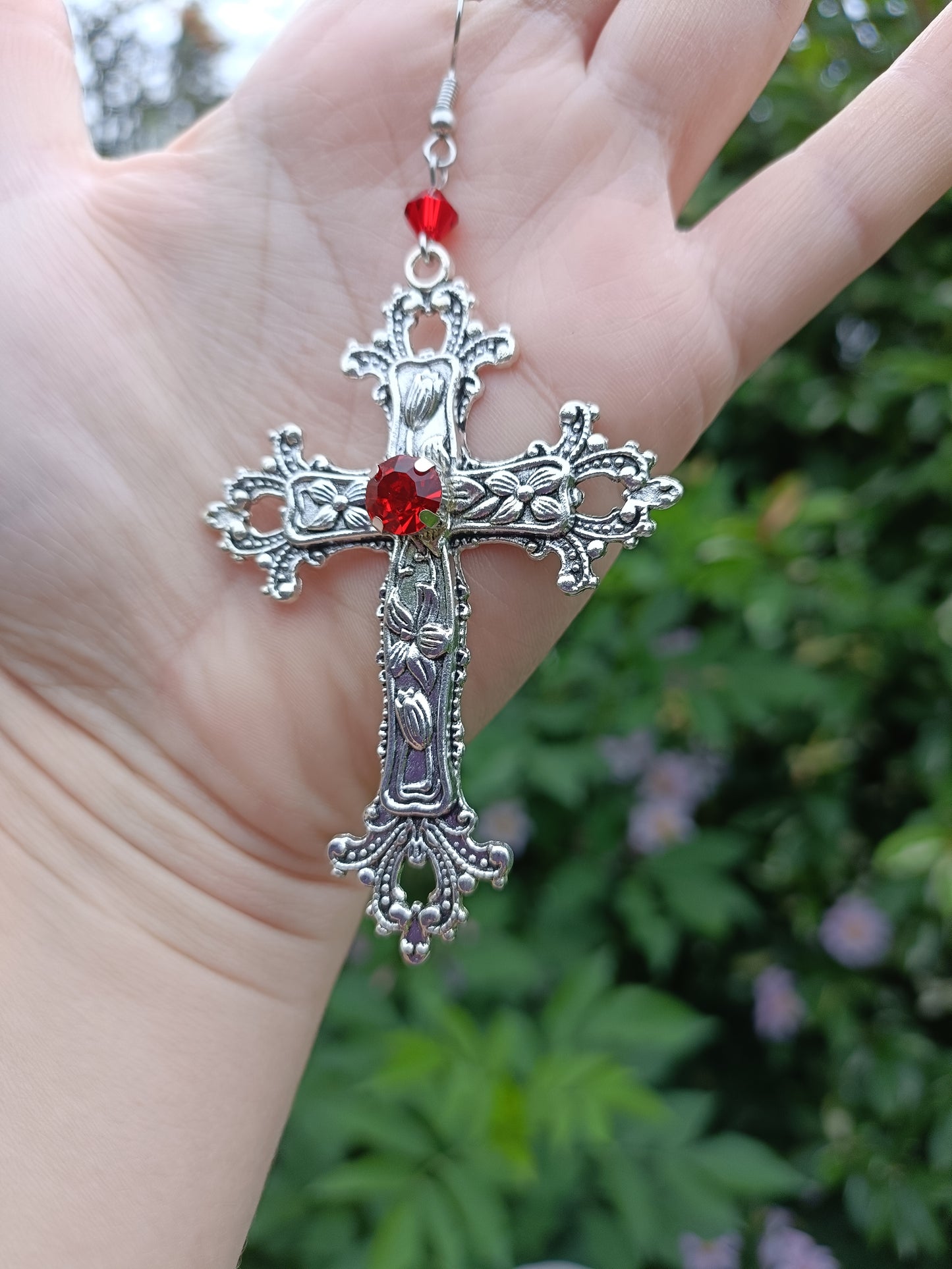 Ornate cross earrings