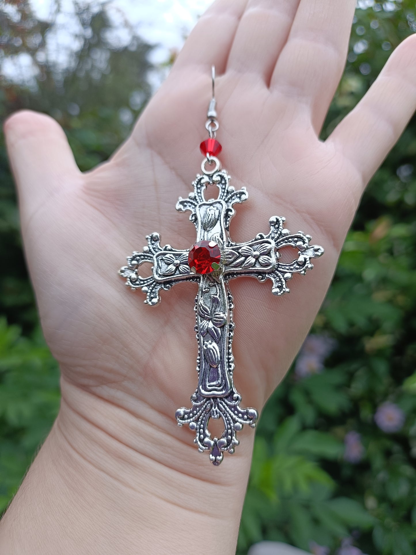 Ornate cross earrings