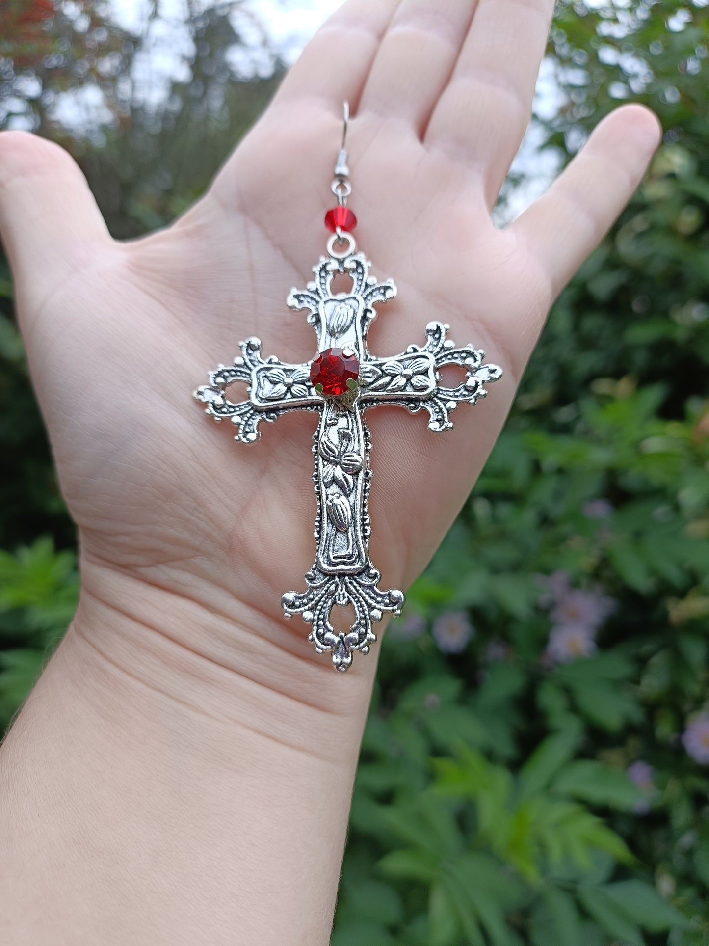 Ornate cross earrings