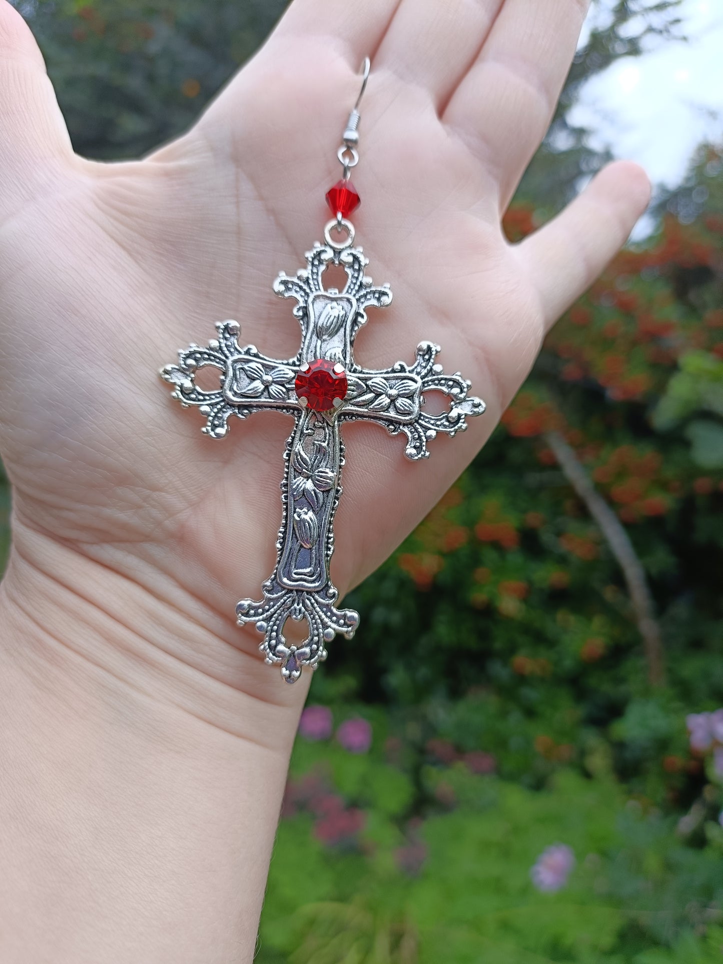 Ornate cross earrings