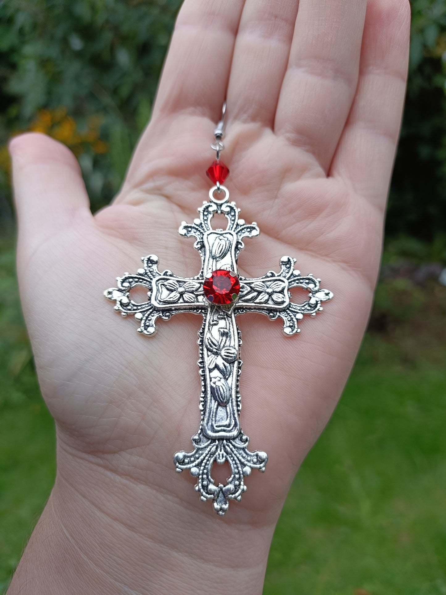 Ornate cross earrings