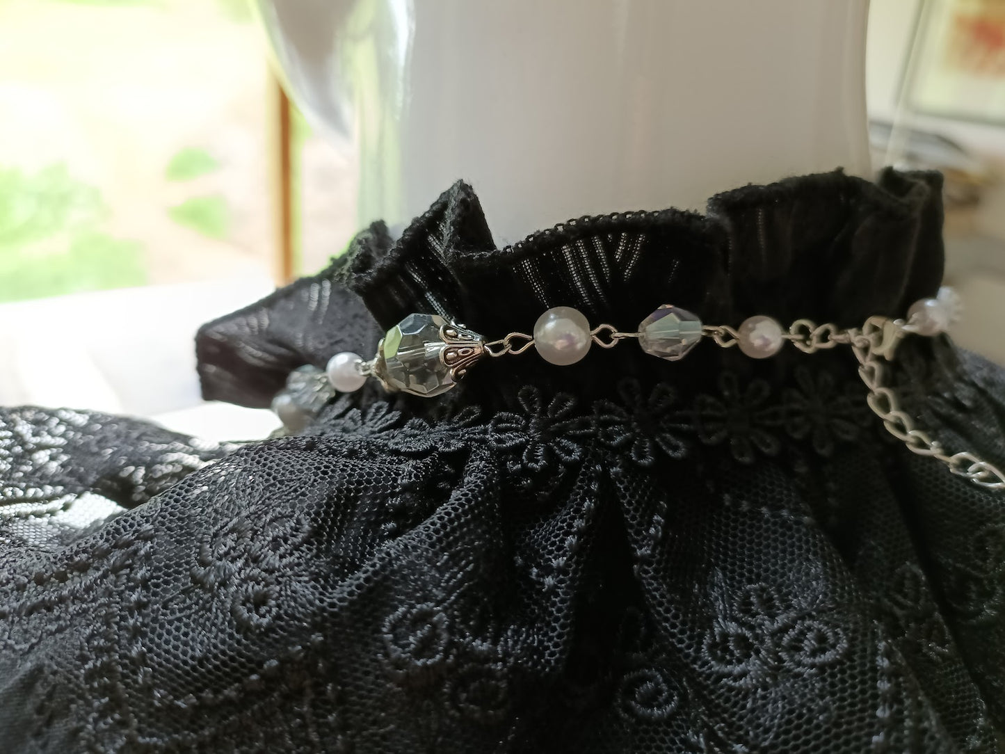 White Goth Necklace, Vampire Necklace, Bat Pendant, Cosmic Retro Gothic