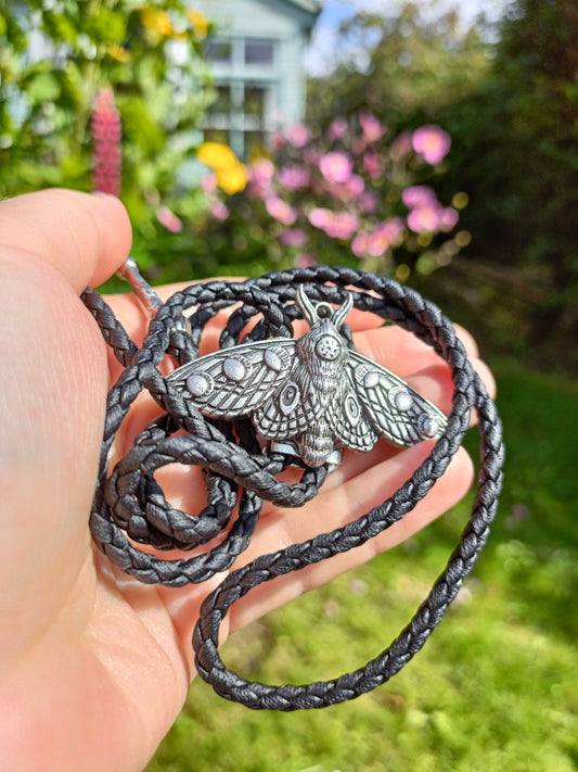 Lunar Phase Moth Bolo Tie