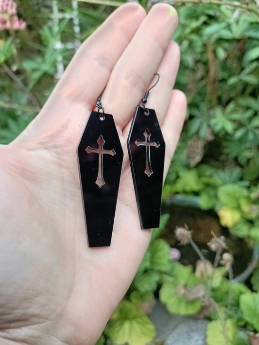 Black Coffin Earrings