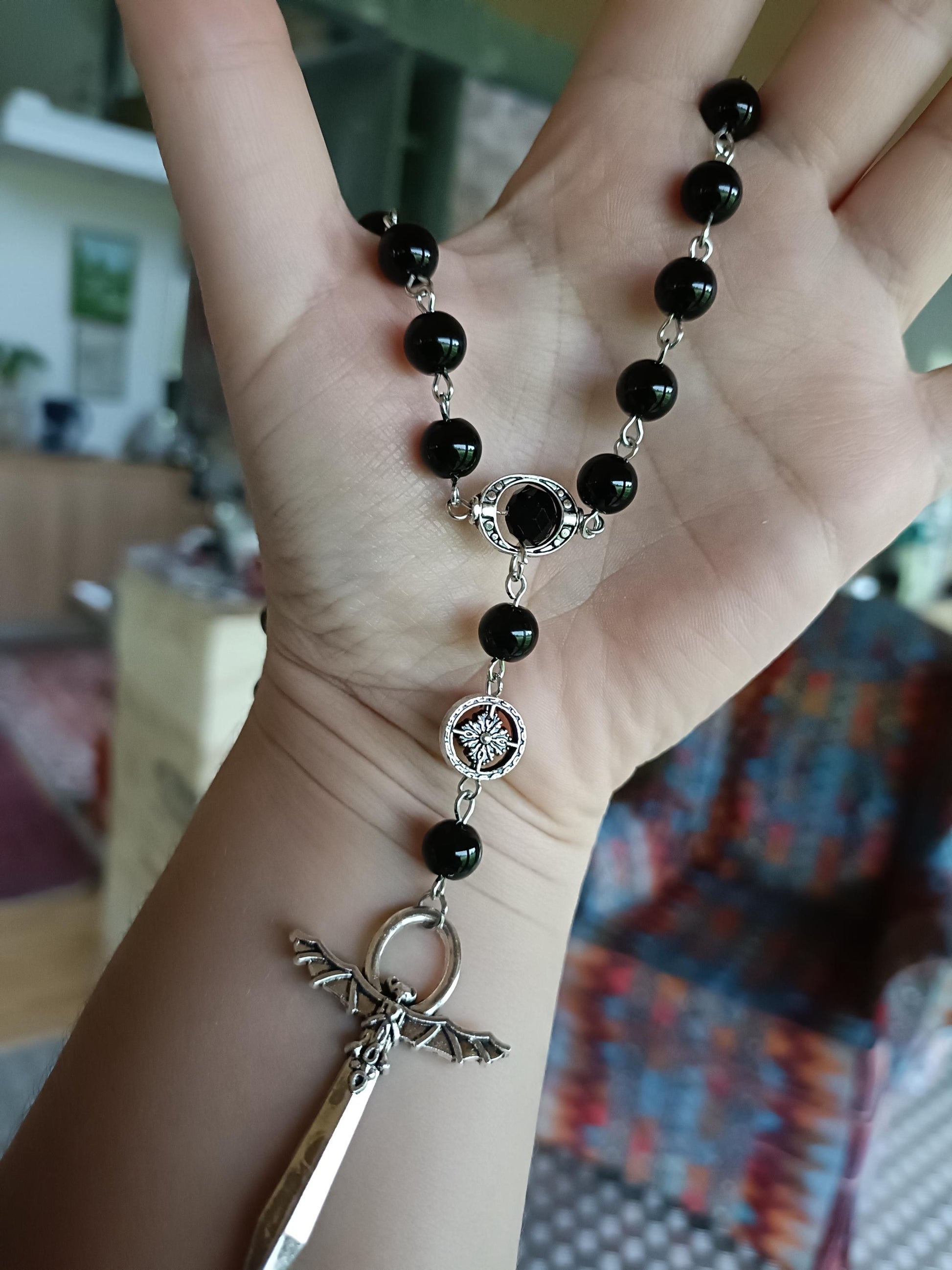 Elegant Captive Bead Gothic Rosary