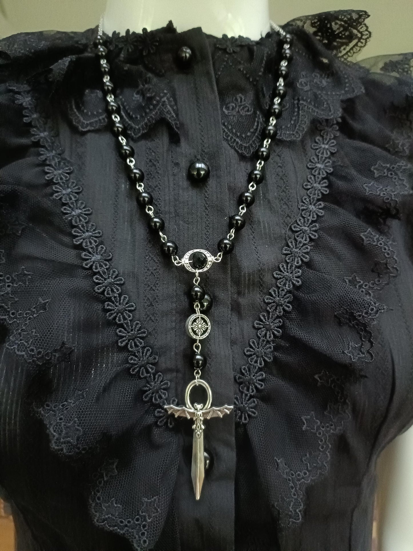 Elegant Captive Bead Gothic Rosary