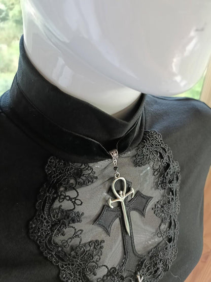 Gothic Ankh Choker- Velvet Vampire Necklace