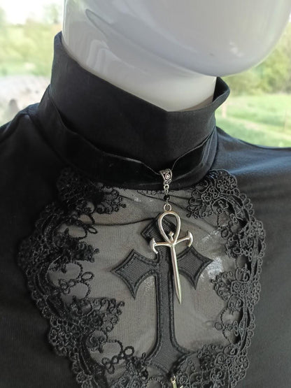 Gothic Ankh Choker- Velvet Vampire Necklace