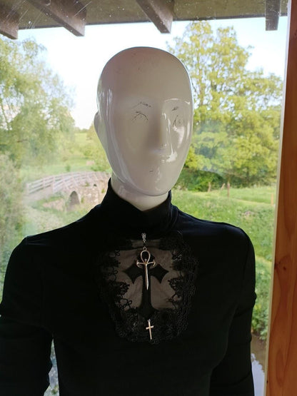 Gothic Ankh Choker- Velvet Vampire Necklace