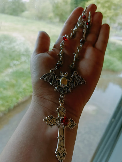 Gothic Bat Necklace- Barbed Wire Chain