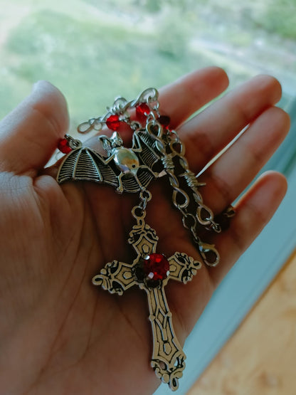 Gothic Bat Necklace- Barbed Wire Chain