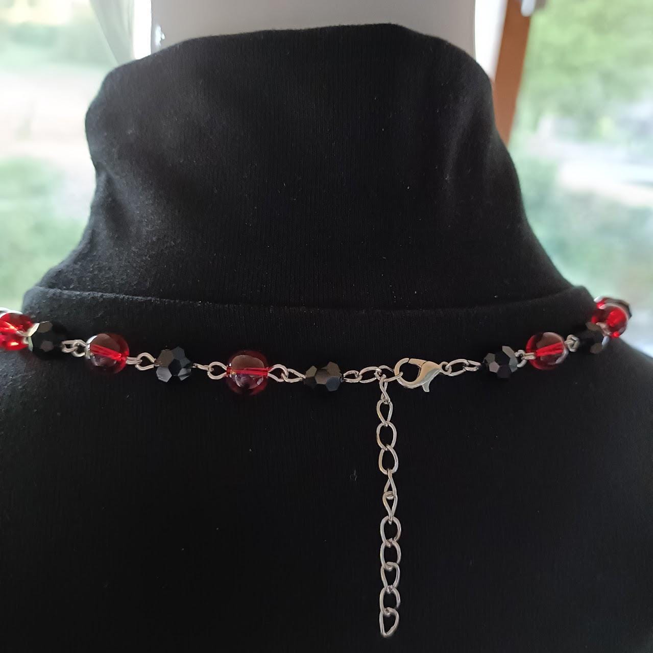 Gothic Beaded Rosary Red and Black