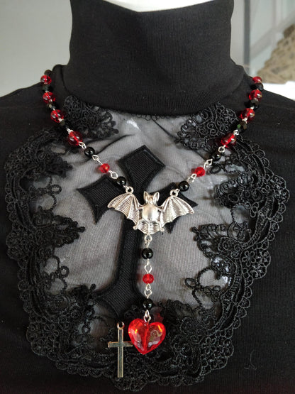 Gothic Beaded Rosary Red and Black