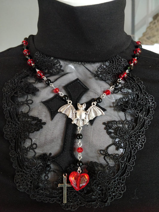 Gothic Beaded Rosary Red and Black