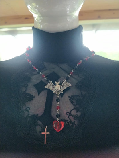 Gothic Beaded Rosary Red and Black