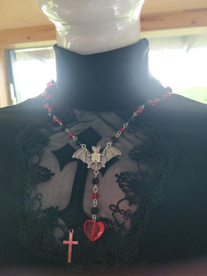 Gothic Beaded Rosary Red and Black