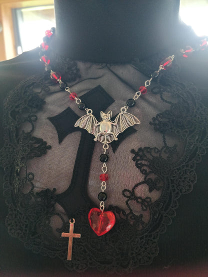 Gothic Beaded Rosary Red and Black