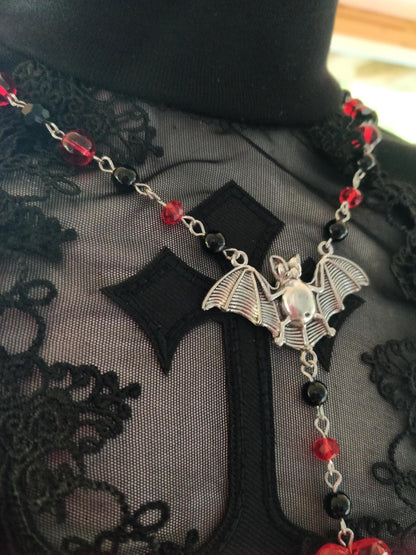 Gothic Beaded Rosary Red and Black