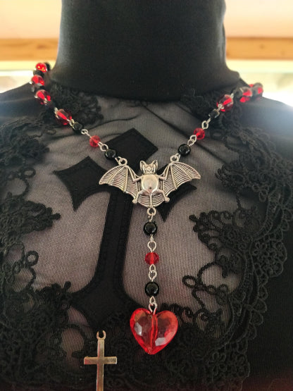 Gothic Beaded Rosary Red and Black