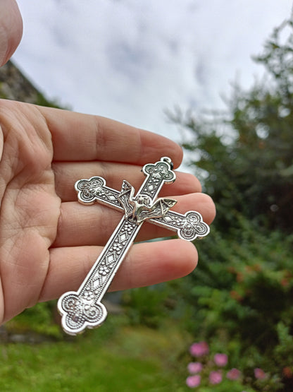 Gothic Cross Earrings with Bat