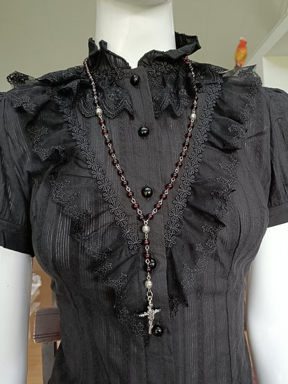 Gothic Rosary with Rose Charm