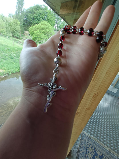 Gothic Rosary with Rose Charm