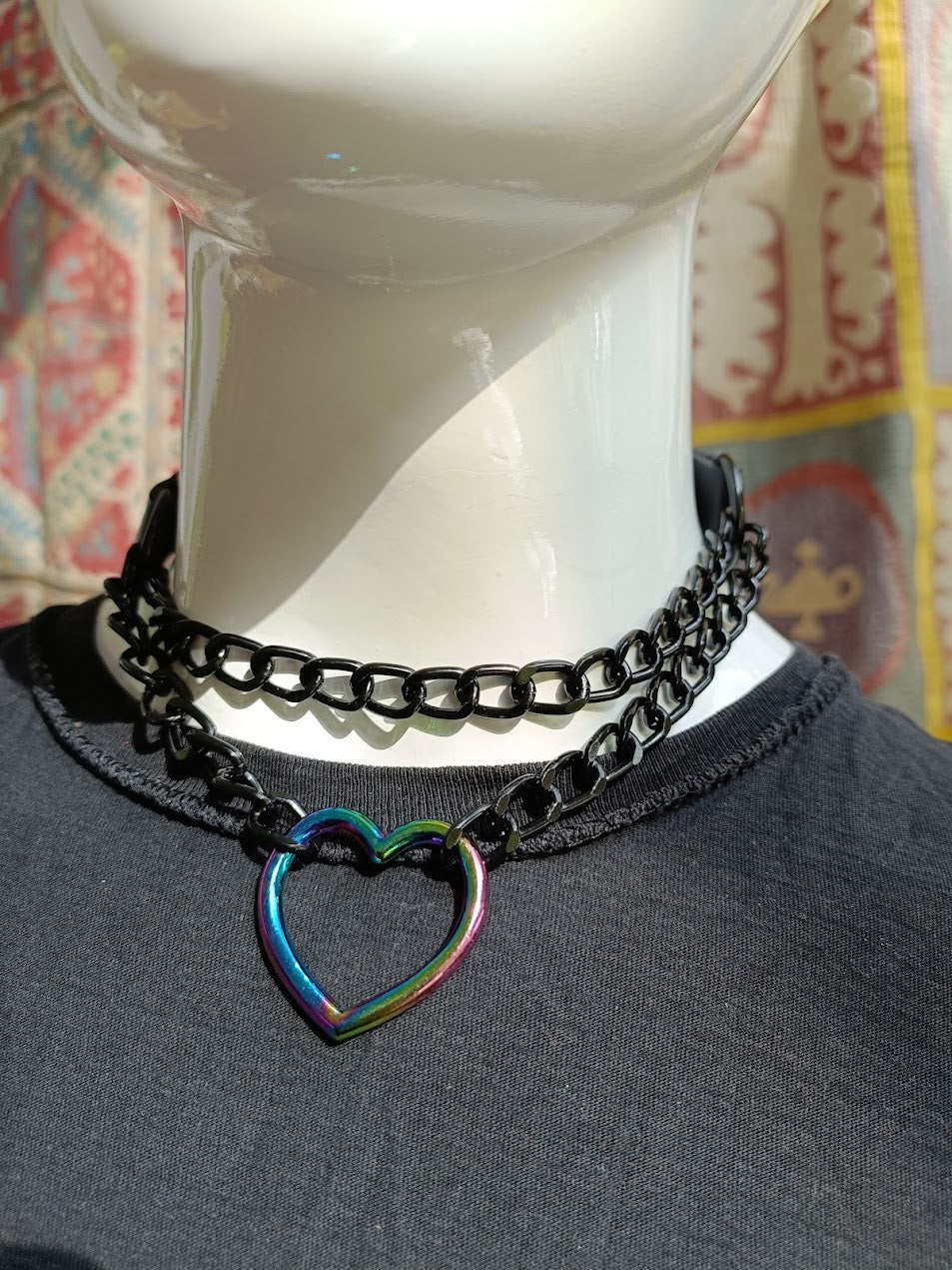 Martingale Collar- Rainbow Heart Choker
