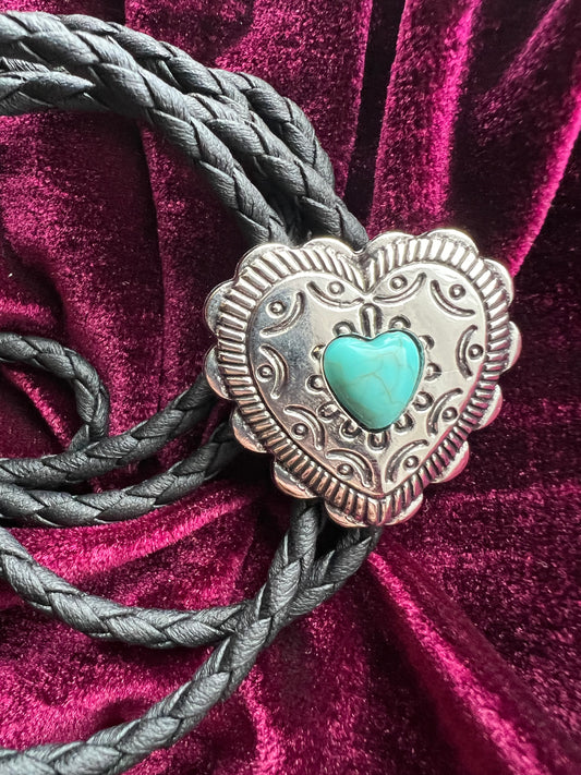 Western Heart Bolo Tie (Silver)