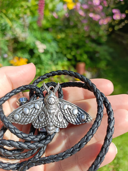 Lunar Phase Moth Bolo Tie