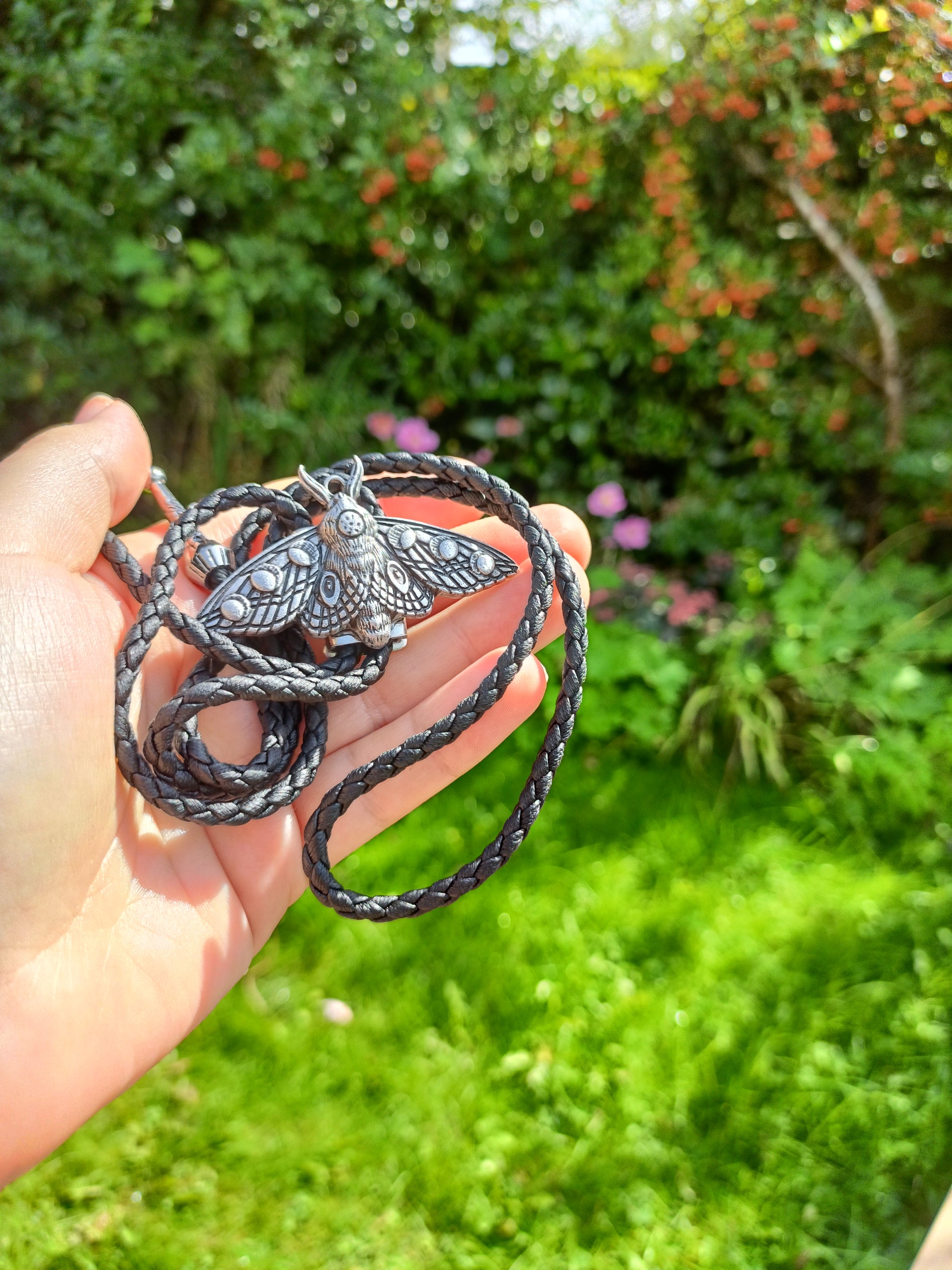 Lunar Phase Moth Bolo Tie