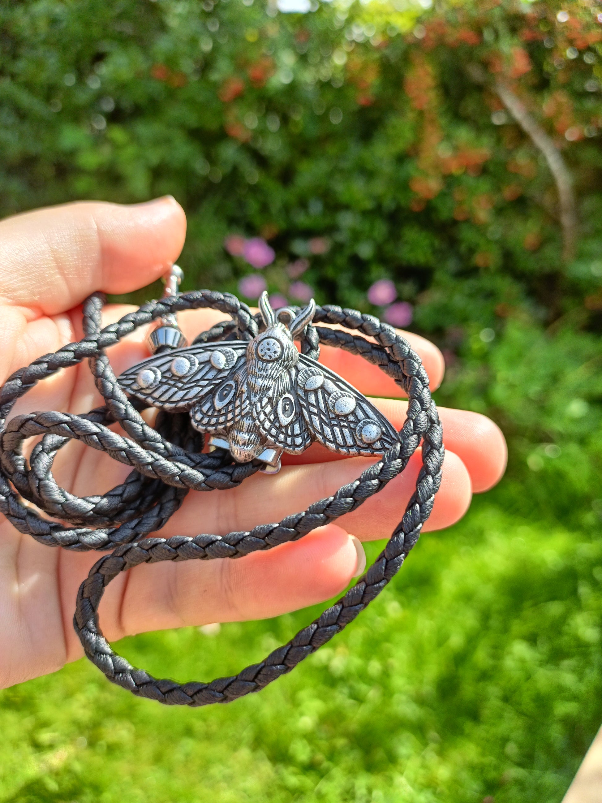 Lunar Phase Moth Bolo Tie