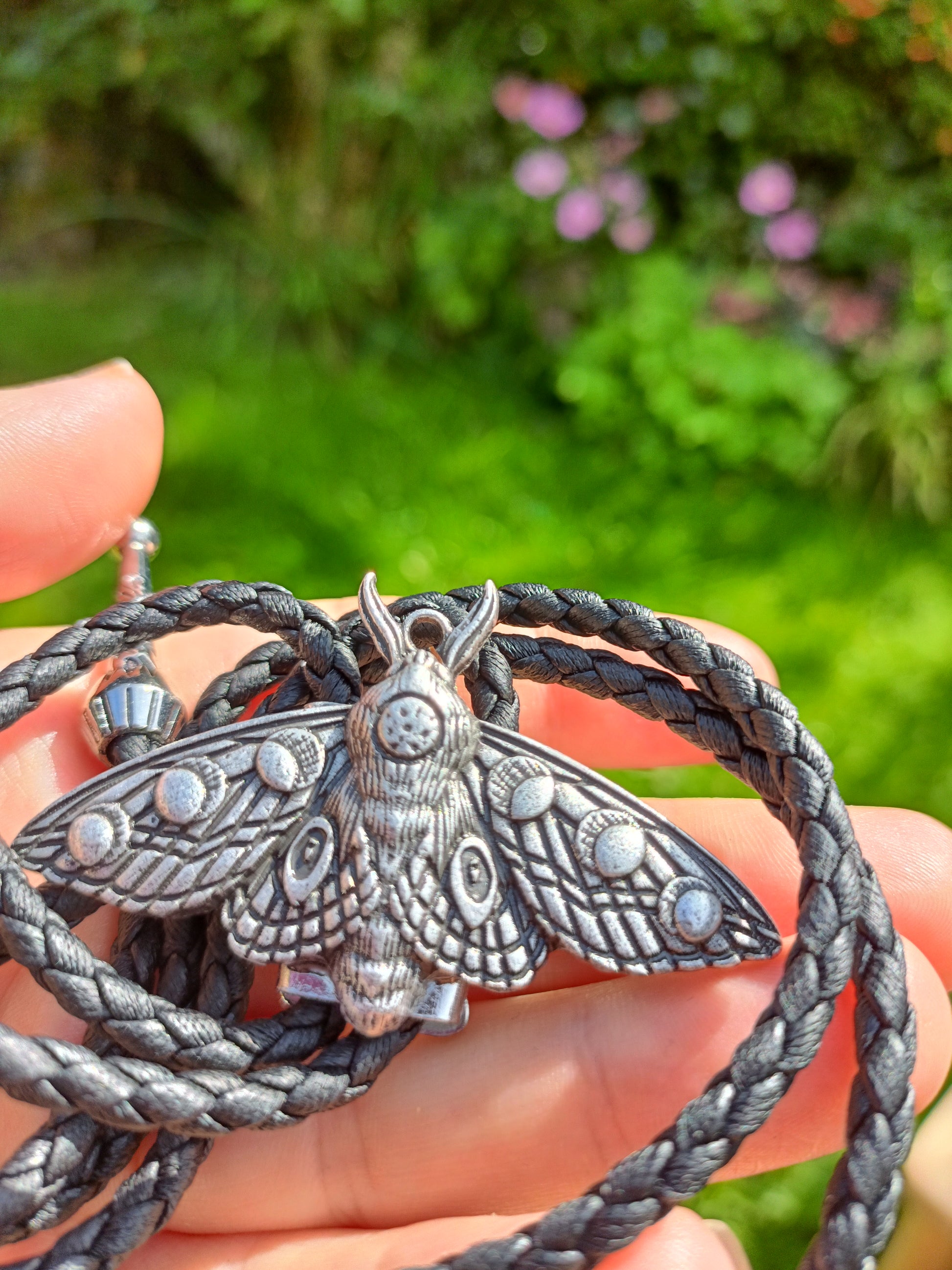 Lunar Phase Moth Bolo Tie