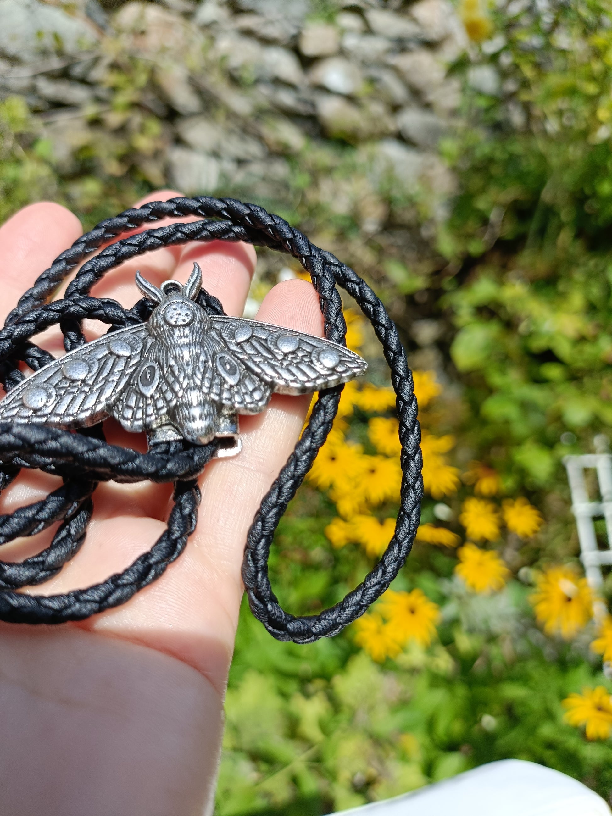 Lunar Phase Moth Bolo Tie